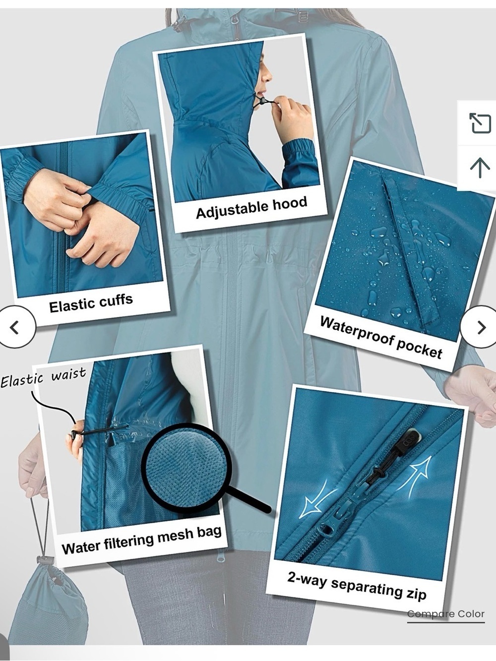 Women's 3000 Packable Long Rain Jacket SZ L - Picture 2 of 15